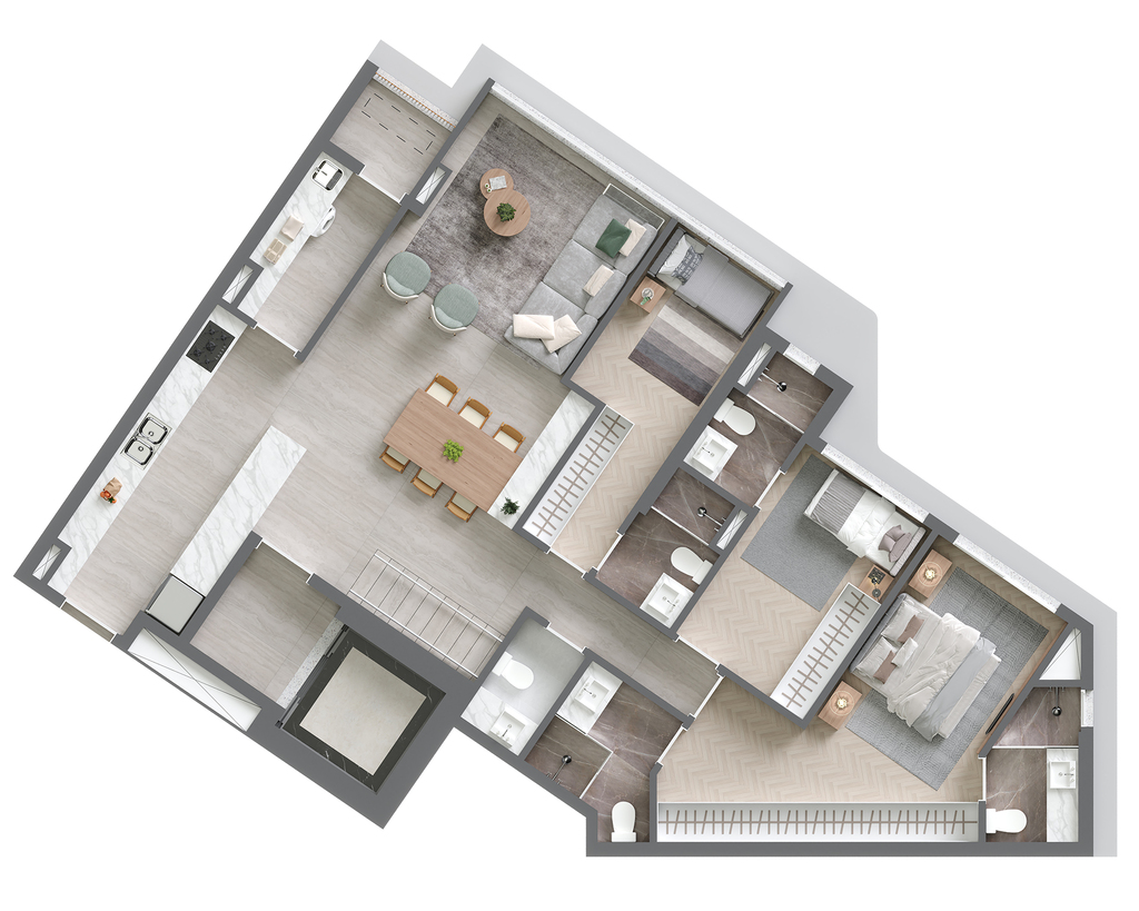 Planta 06 - 3 dorm 247m² - duplex - inferior