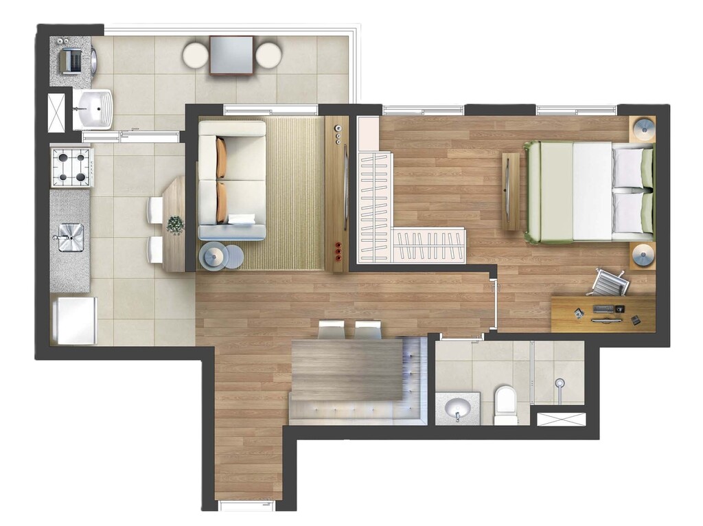 Planta 05 - 1 dorm 47,94m²