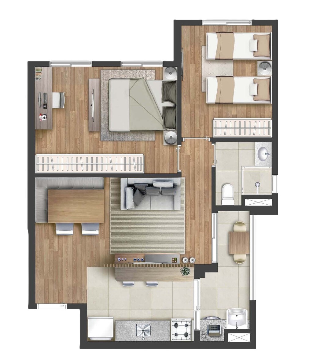 Planta 06 - 2 dorm 55,01m²