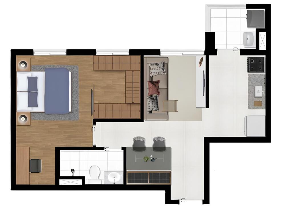 Planta 01 - 1 dorm 47,66m²