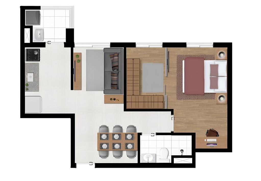 Planta 02 - 1 dorm 49,32m²