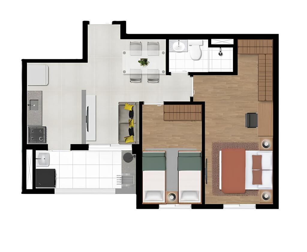 Planta 03 - 2 dorm 55,50m²