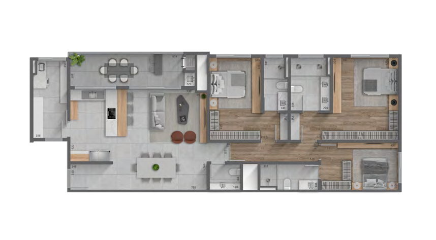 Planta - Planta 01 - 3 dorm 168m²