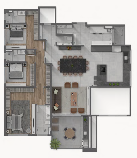 Planta - Planta 03 - 3 dorm 206m²