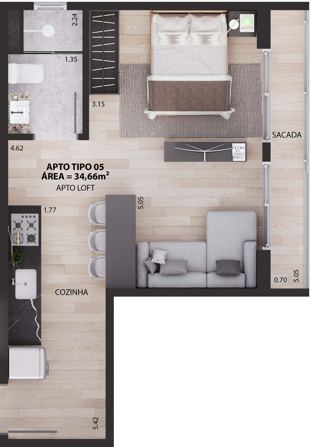 Apartamento à venda com 1 quarto, 34m² - Foto 43