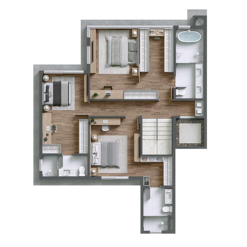 Planta - Cobertura Duplex 1001 - piso superior - 261,92 m²