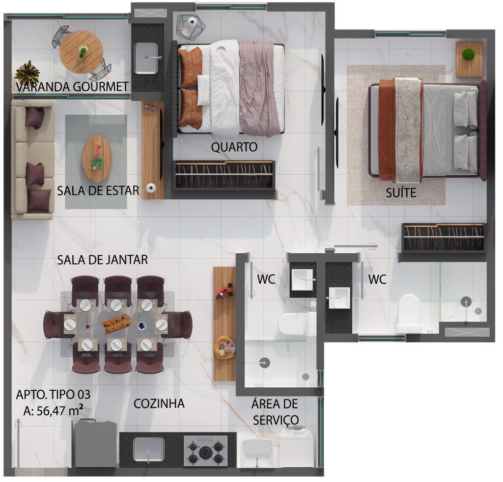 Apartamento à venda com 2 quartos, 56m² - Foto 15