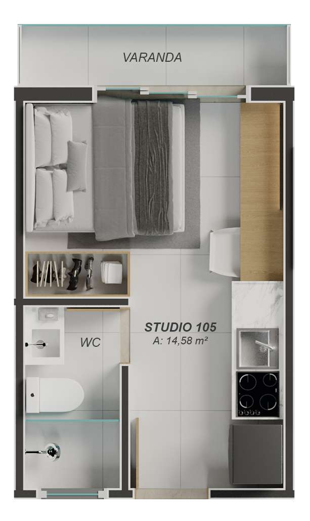 Apartamento à venda com 1 quarto, 16m² - Foto 7