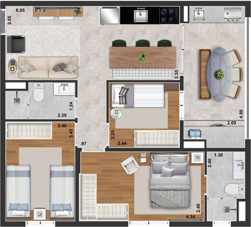 Apartamento, 3 quartos, 65 m² - Foto 25