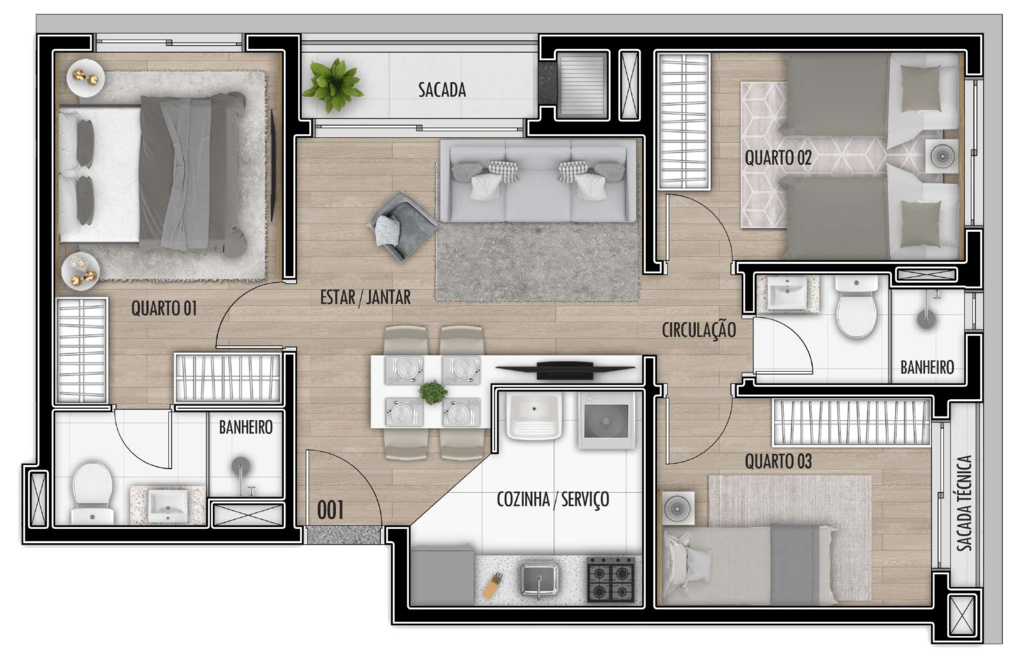 Apartamento, 3 quartos, 57 m² - Foto 17