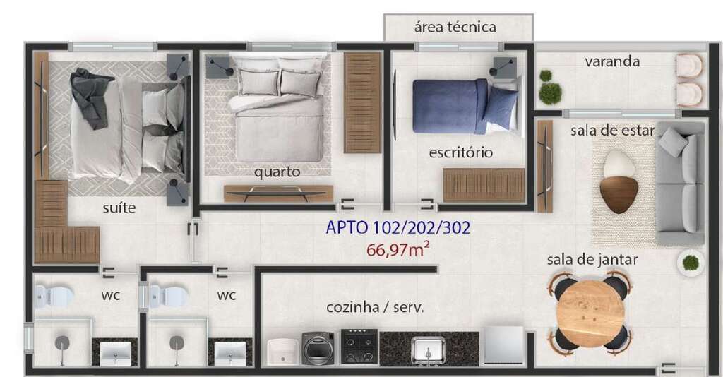 Apartamento à venda com 3 quartos, 64m² - Foto 8