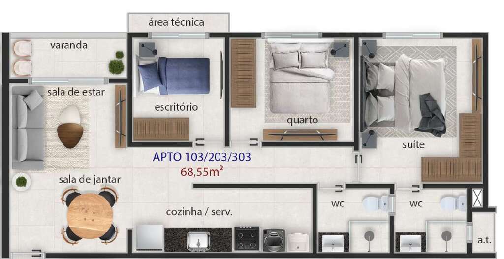 Apartamento à venda com 3 quartos, 64m² - Foto 9