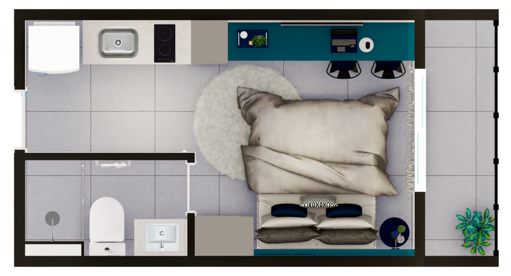 Planta - Planta 03 - 1 dorm 21,80m² - studio