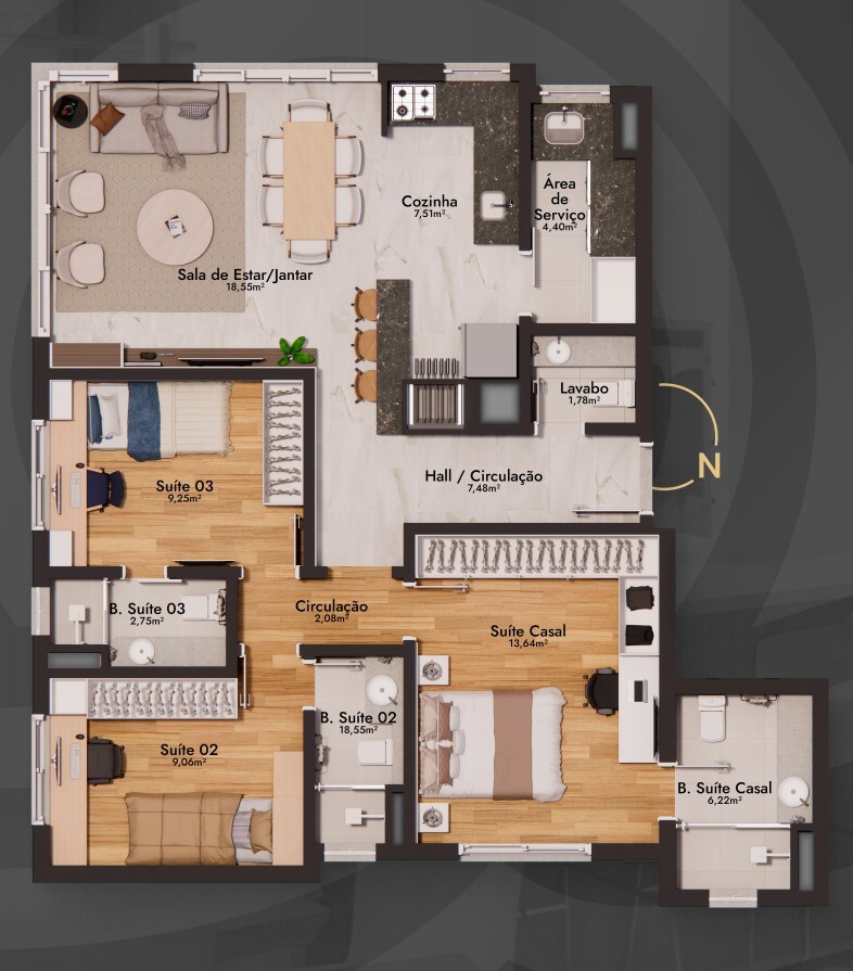 Apartamento à venda com 3 quartos, 218m² - Foto 47