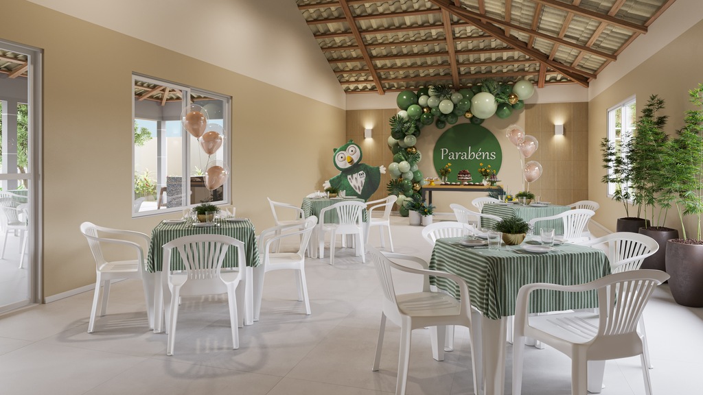 Salão de festas - Apartamento Garden à venda em Serra, Bicanga, com 2 quartos, 45,34m²