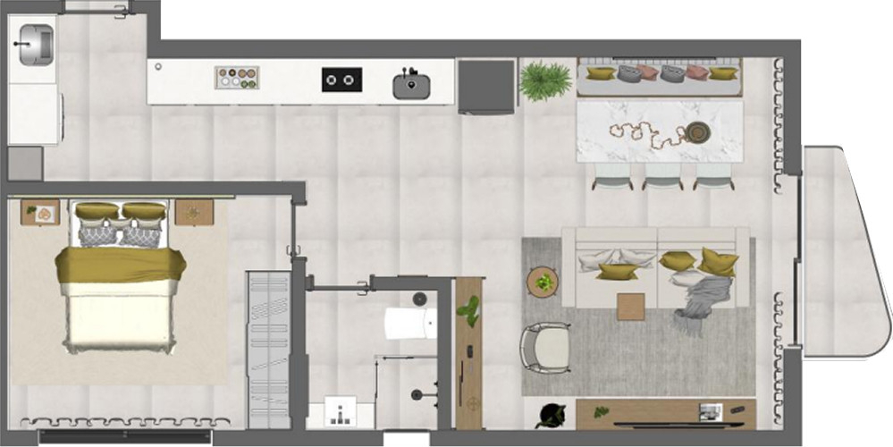 Planta 01 - 1 dorm 39m²