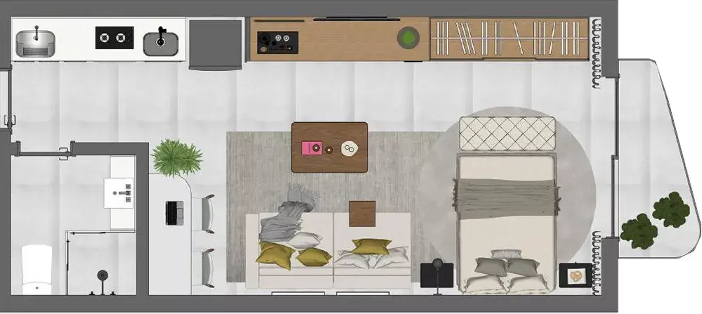 Planta 02 - 1 dorm 41m² - studio