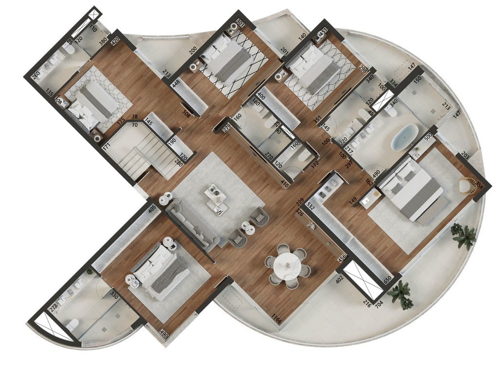 Planta - Planta 11 - 5 dorm 364m² - cobertura duplex - inferior
