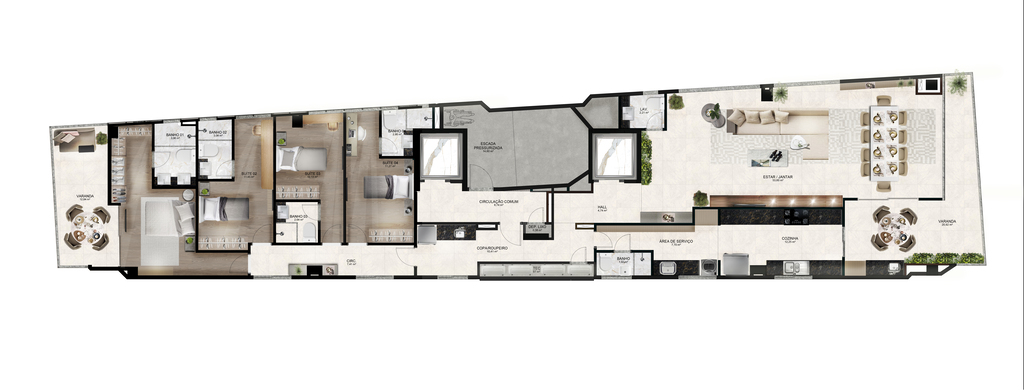 Planta 04 - 4 dorm 217,10m²