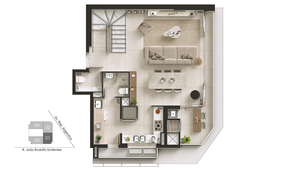 Planta - Planta 03 - 2 dorm 147m² - duplex - inferior