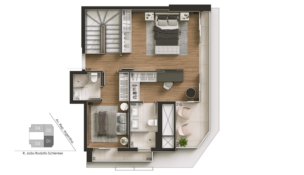 Planta - Planta 04 - 2 dorm 147m² - duplex - superior