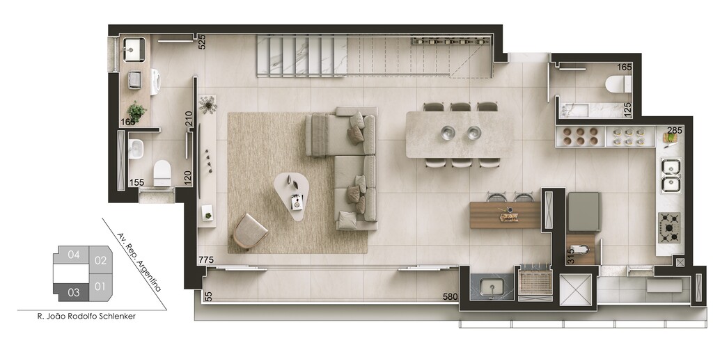 Planta - Planta 05 - 3 dorm 151m² - duplex - inferior