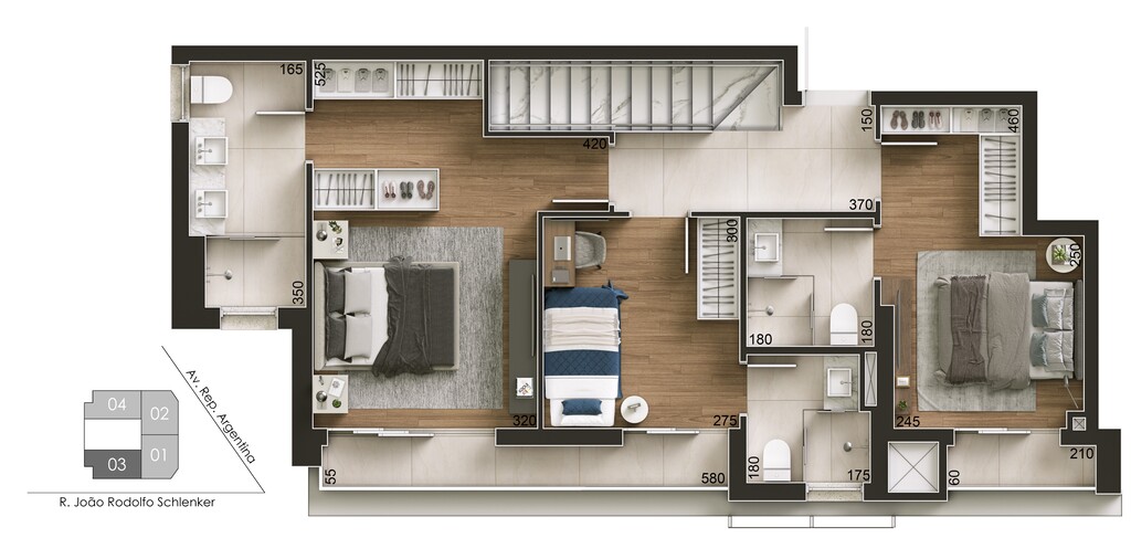 Planta - Planta 06 - 3 dorm 151m² - duplex - superior