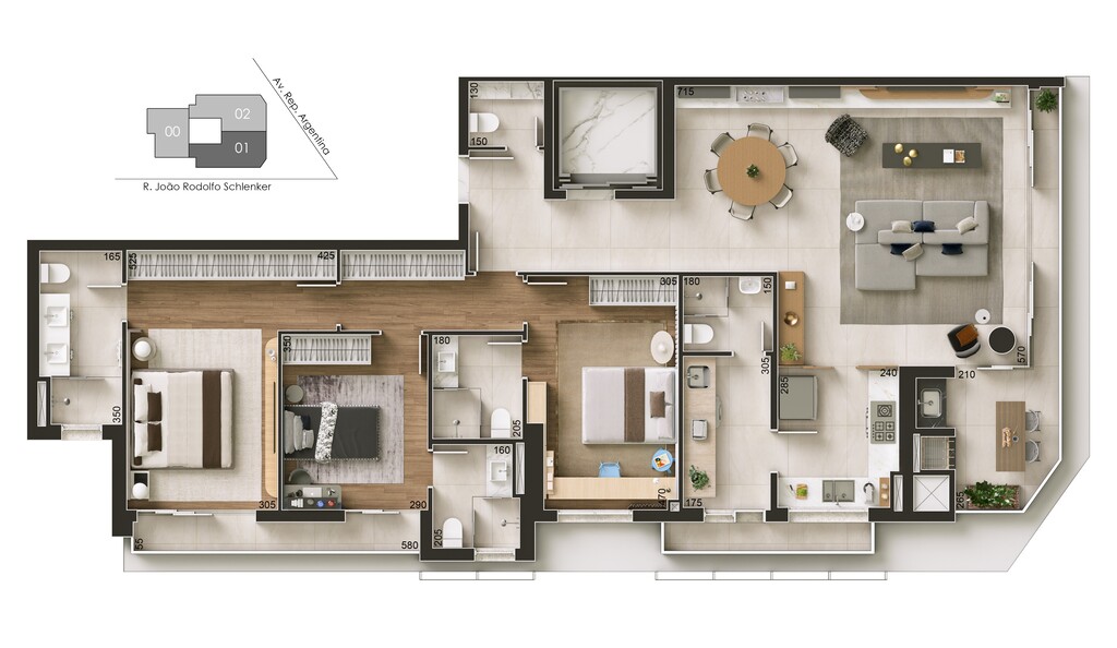 Planta - Planta 07 - 3 dorm 159m²