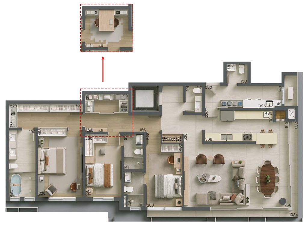 Planta - Planta 02 - 3 dorm 178m² - opção