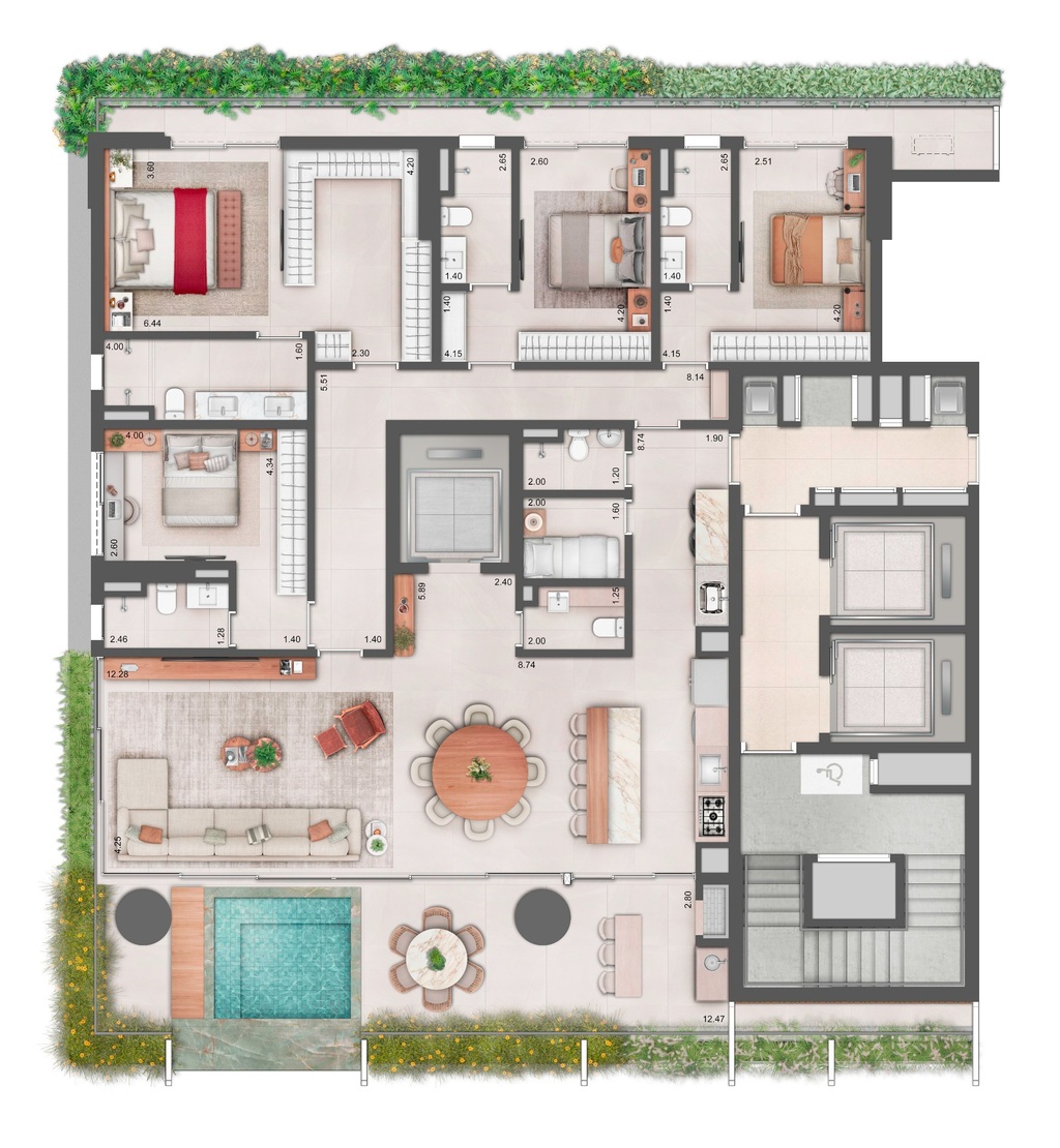Planta 03 - 4 dorm 274,97m²