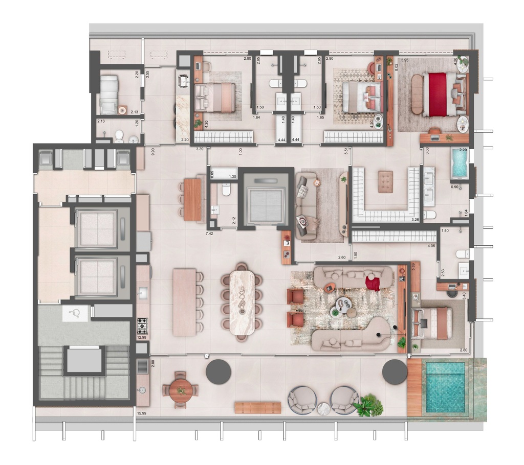 Planta 04 - 4 dorm 306m²