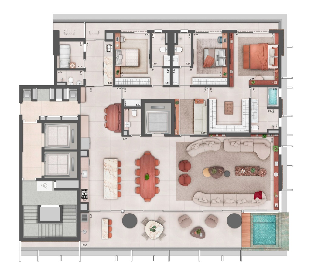 Planta 05 - 3 dorm 306m² - opção