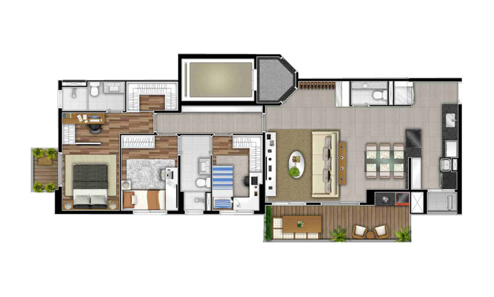 Planta 05 - 4 dorm 109m² - opção