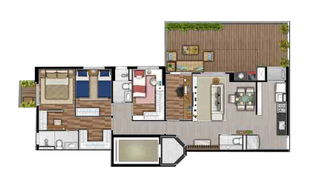 Planta 06 - 4 dorm 128 55m² - garden