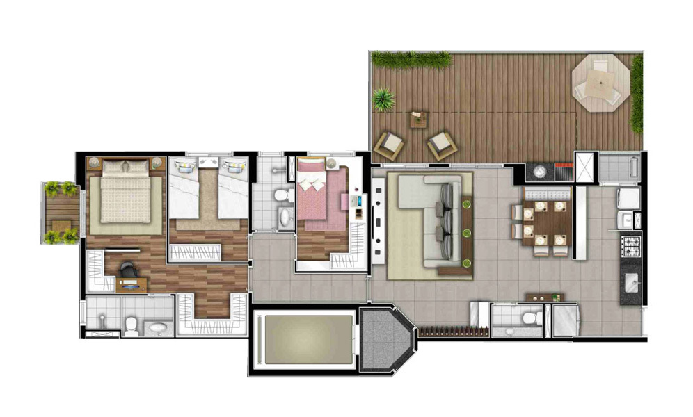 Planta 07 - 4 dorm 128 55m² - garden - opção
