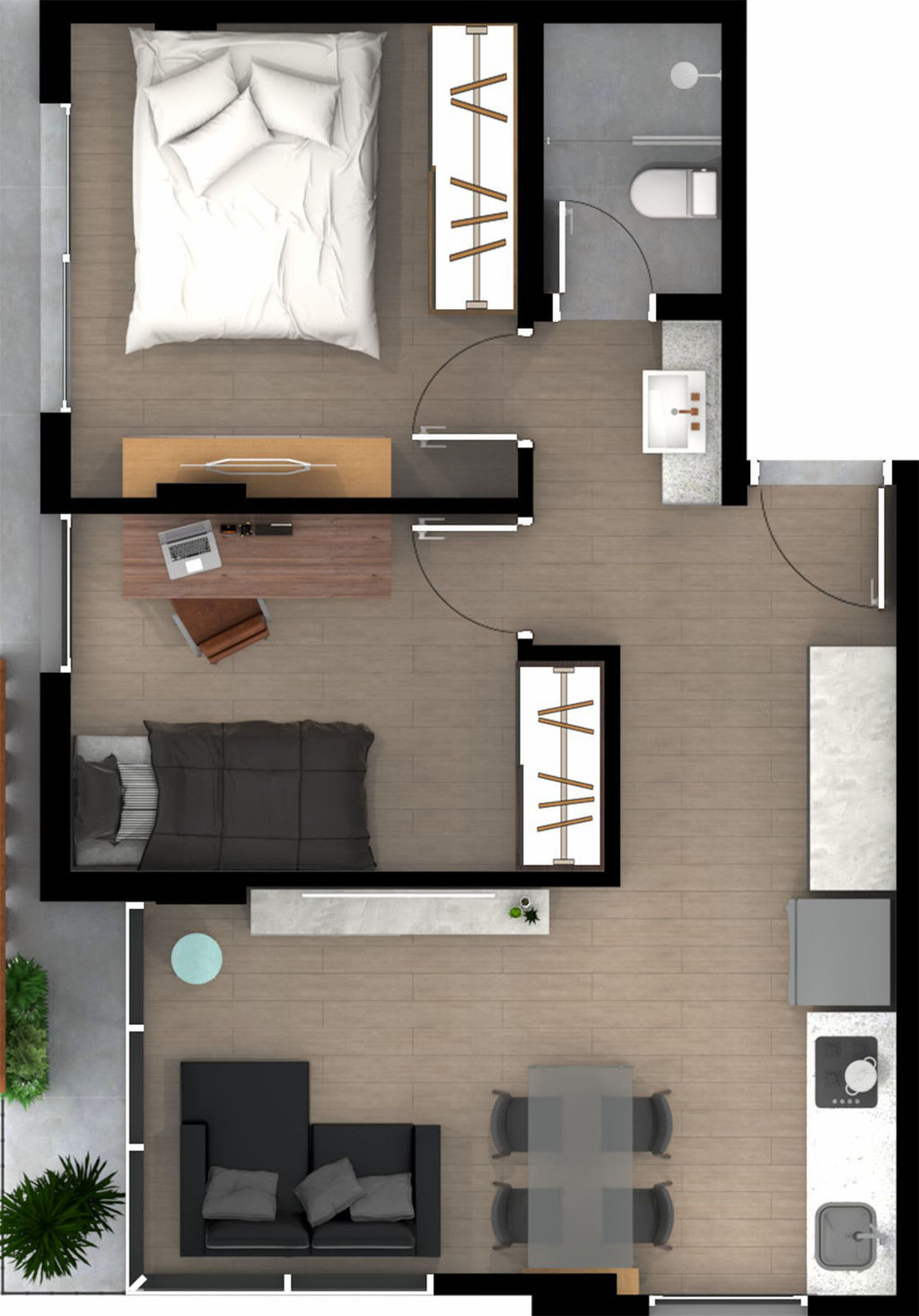 Planta 01 - 2 dorm 49m²