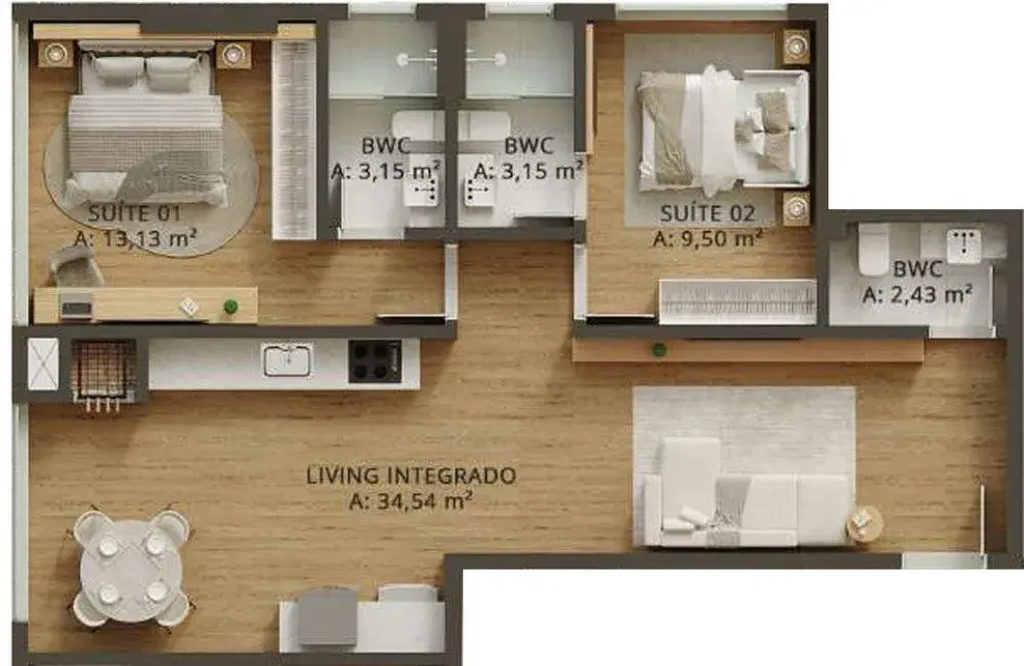 Apartamento, 1 quarto, 43 m² - Foto 33