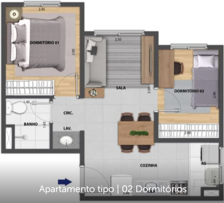 Apartamento, 2 quartos, 34 m² - Foto 20