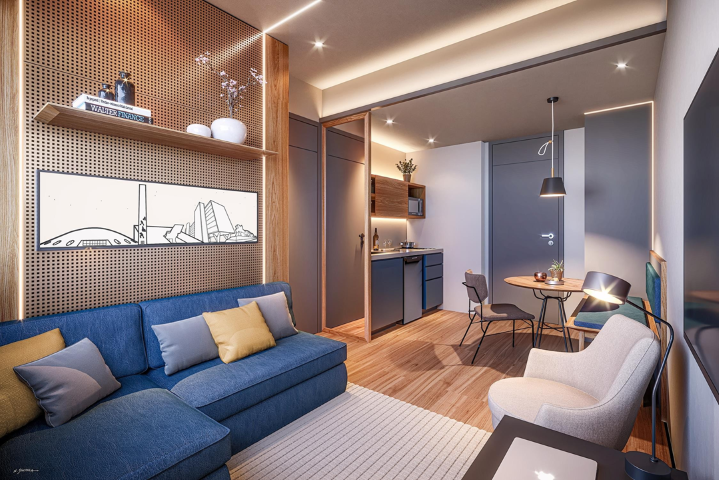 Living - Studio à venda em São Paulo, Ibirapuera, com 1 quarto, 17m²