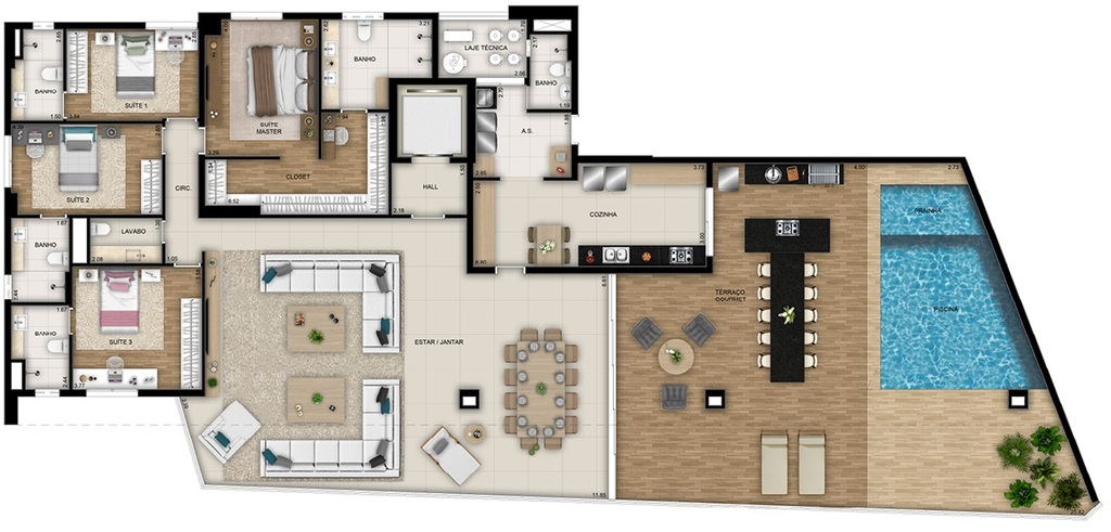 Planta 08 - 4 dorm 366 99m² - cobertura horizontal