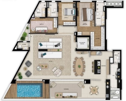 Planta 03 - 3 dorm 270m² - opção