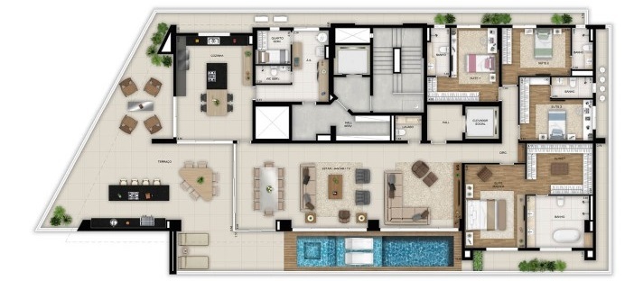 Planta 09 - 4 dorm 489m²