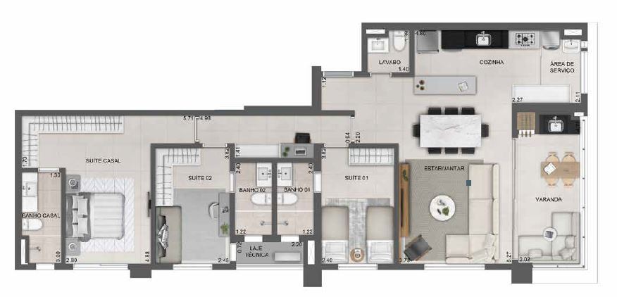 Planta 13 - 3 dorm 120 63m²