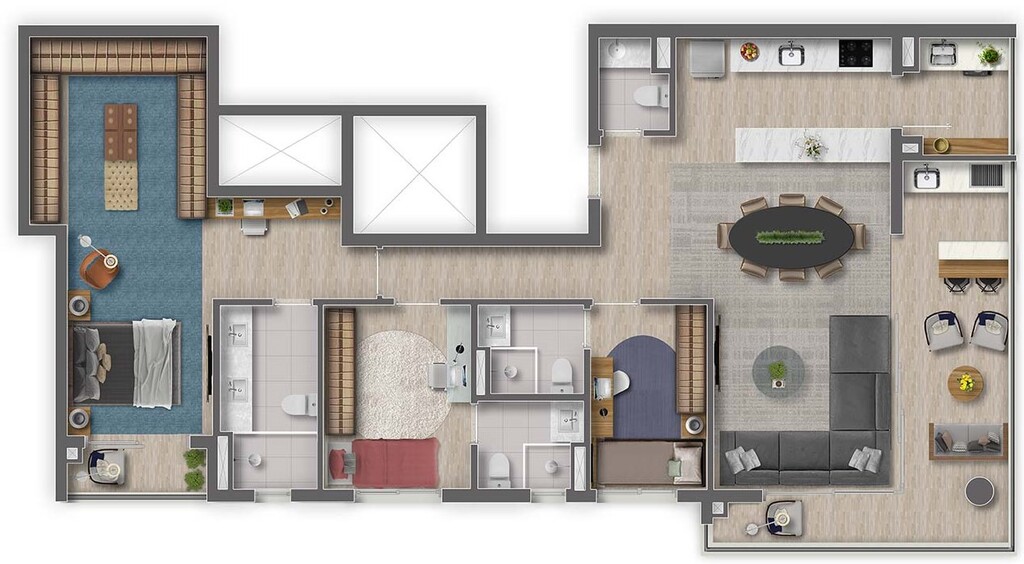 Planta 01 - 3 dorm 120m²