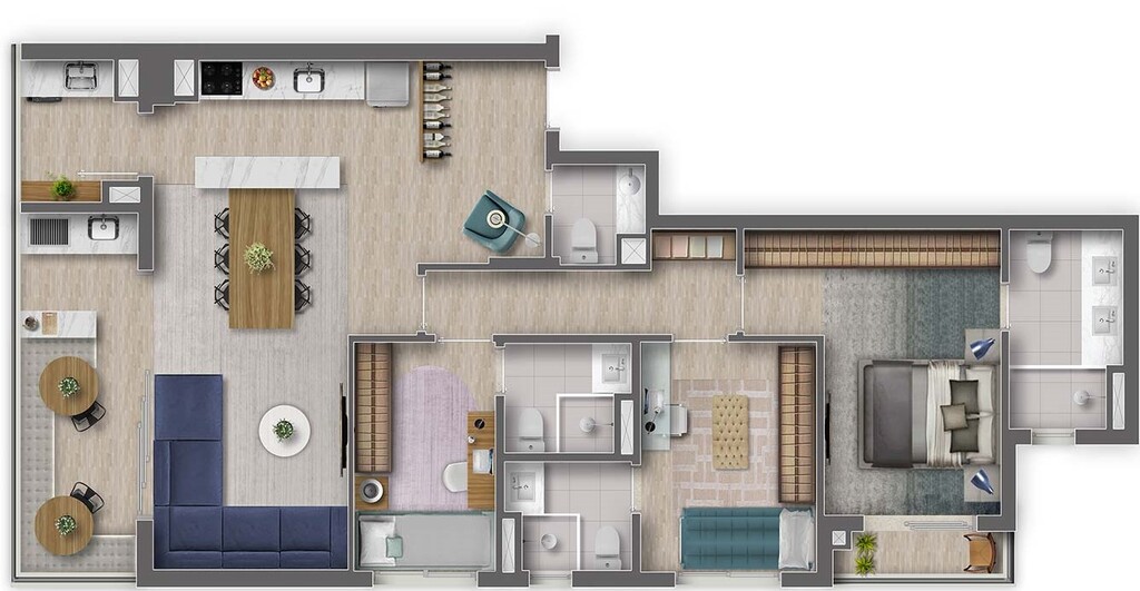Planta 03 - 3 dorm 100m²