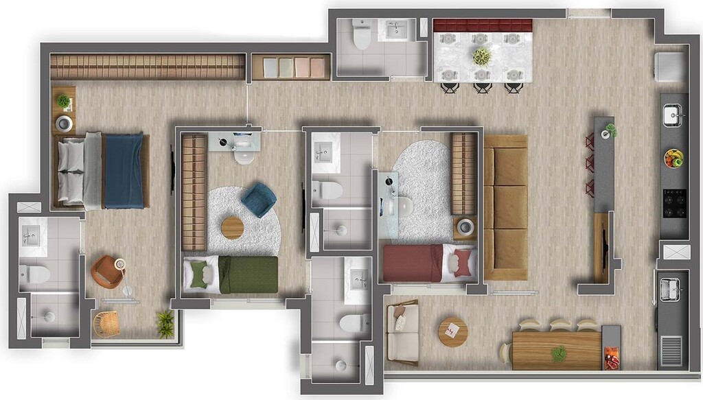 Planta 04 - 3 dorm 89m²