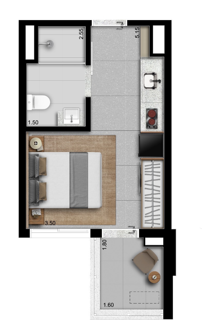 Apartamento, 1 quarto, 24 m² - Foto 11