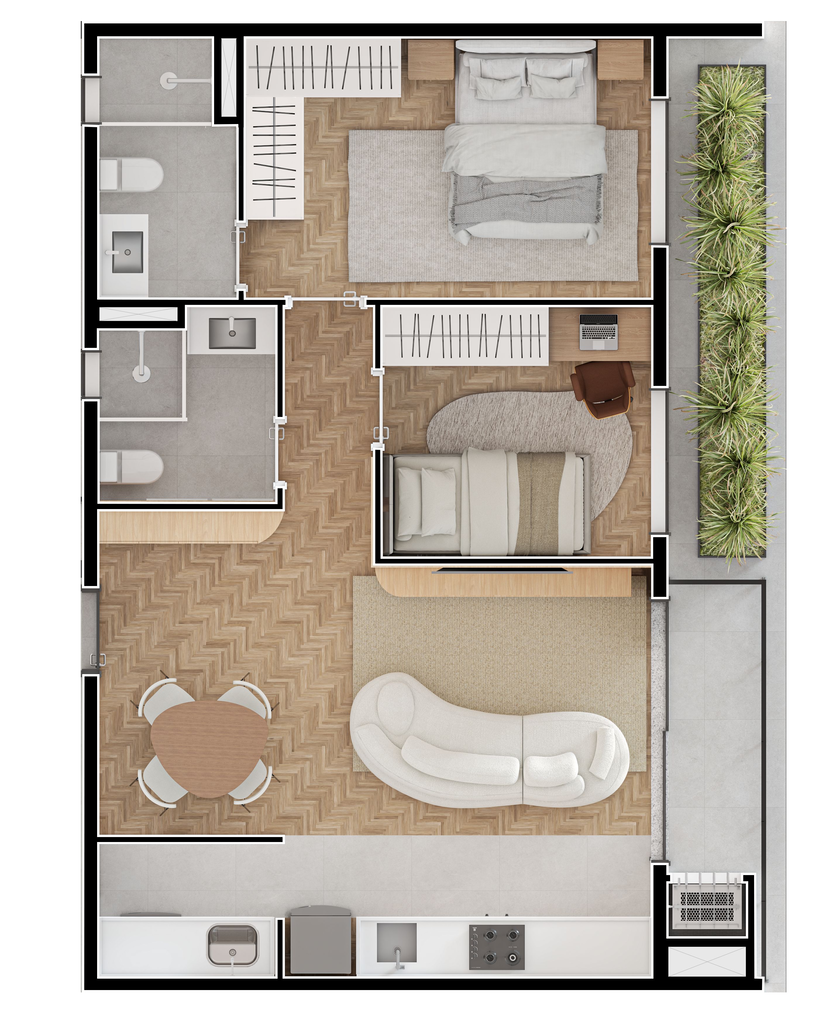 Planta - Planta 06 - 2 dorm 67,24m²