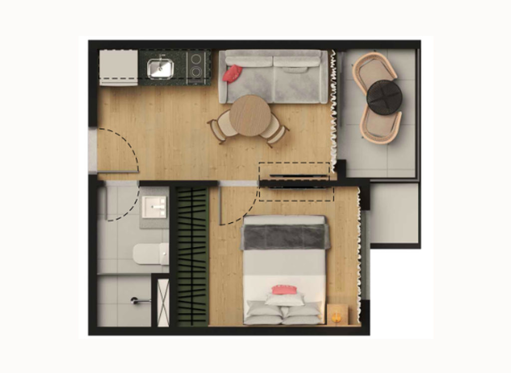 Planta - Planta 03 - 1 dorm 27,23m²