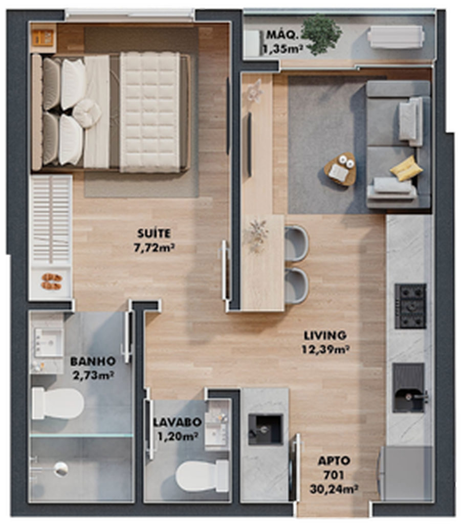 Apartamento, 1 quarto, 30 m² - Foto 30